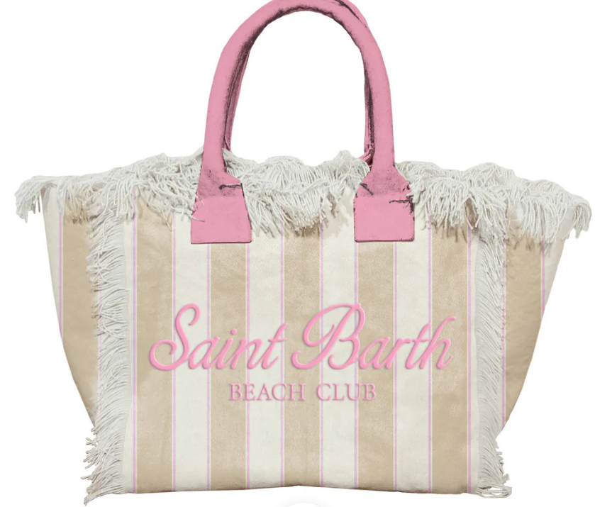 Bolso MC2 Saint Barth rayas beige rosa